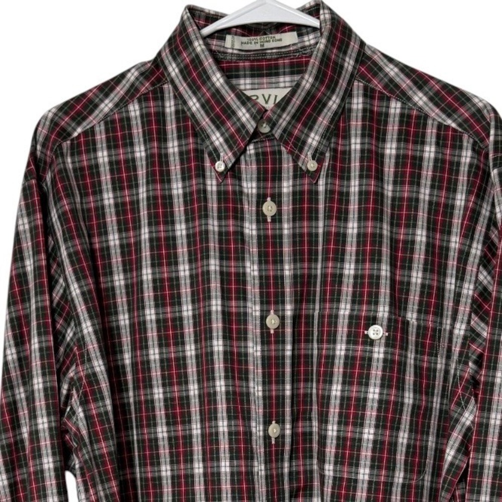 Orvis Sporting Traditions Mens M Plaid Button Down Shirt Red Green Cotton 6221